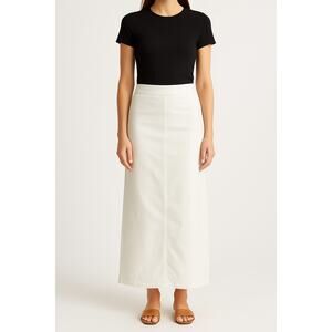 Moda International White Maxi Skirt Size 6 Cotton Blend Side Zip
